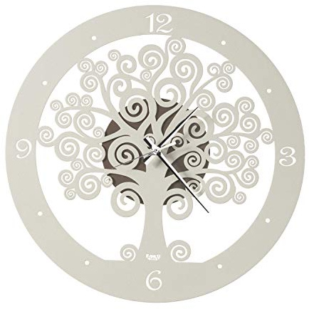 Arti & Mestieri Albero della Vita - Orologio da Parete di Design 100% Made in Italy - in Ferro, Diametro 44 cm - Bronzo e Avorio