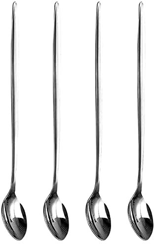 SKYTE® Pack of 4 Latte Spoons Long Handle Stainless Steel Spoon Ideal for Coffee Tea, Espresso,Hot Drinks 21Cm L