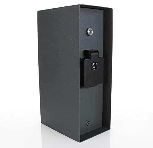 Bold Orio Aussen-Steckdose-Garten (Steckdosen-Säule) mit 3-fach Stecker in Anthrazit (Lichtsensor | IP44 Outdoor Energie-Säule | Bis zu 3680 Watt | eckig | 23 x 12 x 8,5 cm | Einfache Montage)