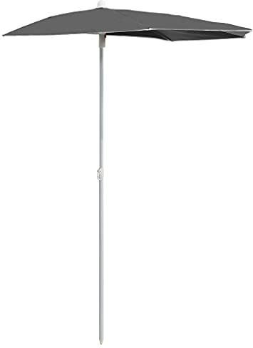 vidaXL Sonnenschirm Halbrund mit Mast Balkonschirm Terrassenschirm Gartenschirm Marktschirm Ampelschirm Strandschirm 180x90cm Anthrazit