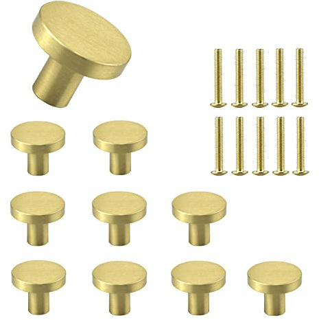 Lemiyoo 10 Sets Schrankknöpfe,Schubladen Knöpfe, Möbelgriffe Messing Knobs,Möbelknopfe, Knauf Für Schrank, Kommode, Schuhschränke,Griffe Für Küchenschränke,Gold(20 * 20mm)