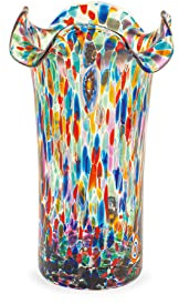 H&H Veneziano Glasvase mit Wellenschliff, 20 cm, hergestellt in Italien