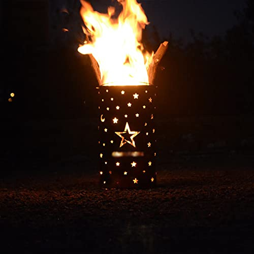 HYQNG Puits de feu Portable pour l'extérieur, barils de feu de Joie de Nuit étoilée, Chauffage extérieur à bûches, Convient aux combustibles Bois et Charbon de Bois, fabriqué en Acier Inoxydable