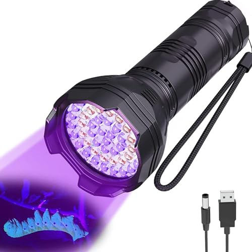 MINORZ Rechargeable UV Blacklight Flashlights, 365nm 395nm Dual Wavelength | 3500mAh Battery, Cooling Fan, 51 LEDs (16x 365nm+35x 395nm). Ideal for Pet Urine Detection, Resin Curing & Scorpions.