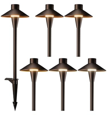 LEONLITE Update 5CCT Low Voltage Pathway Lights, 12-24V LED Landscape Path Light, 1800/2700/3000/4000/5000K, CRI90, IP65 Waterproof Landscape Lighting, Aluminum Housing, Oil Rubbed Bronze, Pack of 6