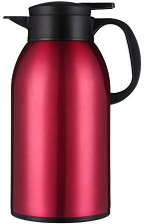 SOVORM Cafetière italienne Moka Pot, cafetières, acier inoxydable, cafetière isolée sous vide, adaptée à la plaque à induction (rouge, 1,8 L) (rouge 3,2 L) The New