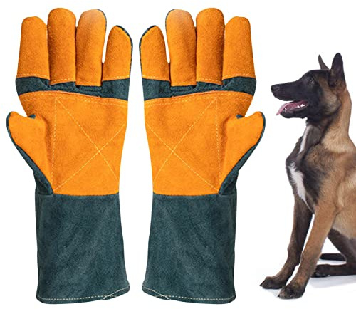Youngwier Beißhandschuhe Für Hunde - Verstärktes Leder Beißband Hundetraining Für Große Hunde, Bissfeste Handschuhe Für Den Umgang Mit Tieren, Tierpflegezubehör, Pannen- Und Kratzfeste Hundebisshülle