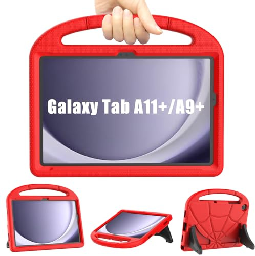 Kids Case for Samsung Galaxy Tab A9 Plus 11 inch 2023/Tab A11 Plus 11 inch 2025, Mansiruyi Shockproof Samsung A9+ Plus/A11+ Plus Tablet Case with Handle Stand for Samsung Galaxy A9 Plus/A11 Plus- Red