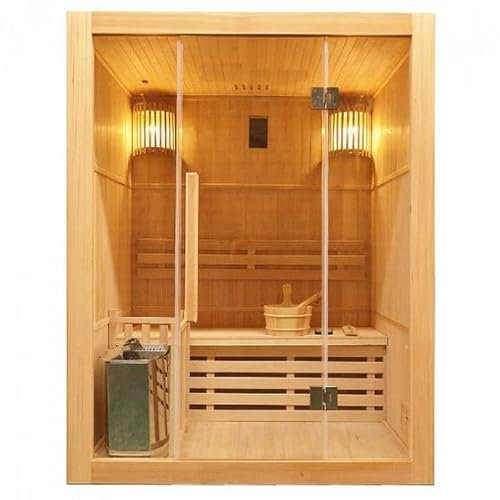 Bagno Italia Sauna Finlandese 3 posti 150x120 cm in legno canadese Hemlock e vetro 8mm