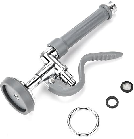 Pre Rinse Sprayer Pull Down Spray Valve with Handle Grip Assembly Replacement Kit for Commercial Restaurant Industrial Sink Faucets 1.42 GPM High-Pressure Head Dish Sprayer Nozzle Chrome