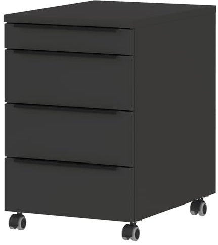 Lomadox Büromöbel Rollcontainer, Graphit, 4 Schubladen, Rollen gebremst