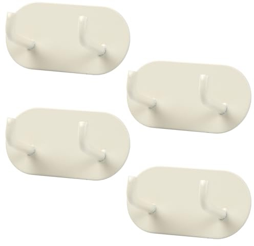 emperoch 4er Set Klebehaken Extra Stark, Kleiderhaken Wand Haken Ohne Bohren, Metall Türhaken Handtuchhaken Kleiderhaken Selbstklebend für Badezimmer, Küche, Schlafzimmer (Creme)