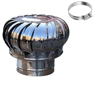 Hoiweqr Drehbar Edelstahl Kaminhaube, Schornsteinabdeckung Rotierend, Kaminaufsatz Drehend, Schornsteinhaube, Kaminhut, Regenhut Dachhaube, Kaminhaube, for Garage, Küche, Bad (Size : 160mm)