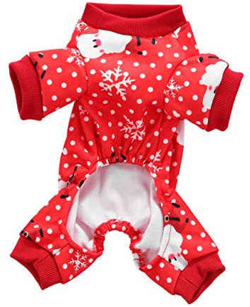 BESPORTBLE Partykleidung für Haustiere ädchen Wintermäntel Hund Weihnachtsoverall spazieren gehen joggingleine Kleider Kleiner Hundepullover Party-Hundetuch Haustierkleidung Junge Pyjama rot