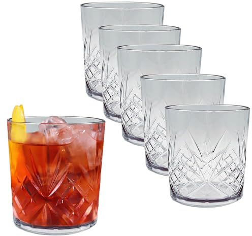 VIRSUS 6 Bicchieri Trasparenti 2850, capacità 325 cc, Modello FIRENZE, Infrangibili Riutilizzabili, lavabili in lavastoviglie, 100% Riciclabili, Unglassy, per bevande, cocktail (DOF da Whisky)