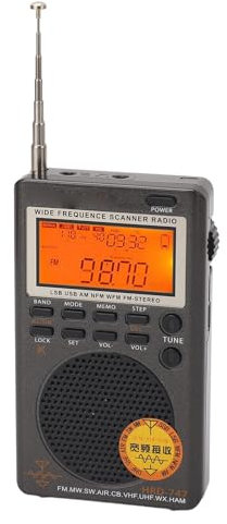 Récepteur Pleine Bande Support Radio DSP Portable FM MW SW SSB LSB AIR CB Grand Espace Mémoire 8Ω 1W Haut-Parleur pour la Réception de Diffusion FM Mondiale