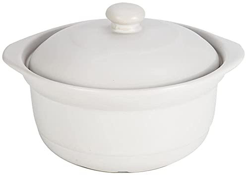CRBUDY Casseruola in Terracotta Casseruola in Ceramica Pentola in Argilla Resistente alle Alte Temperature con Coperchio Bianco.-1200ml (Dimensioni : 2400ml) 2400ml