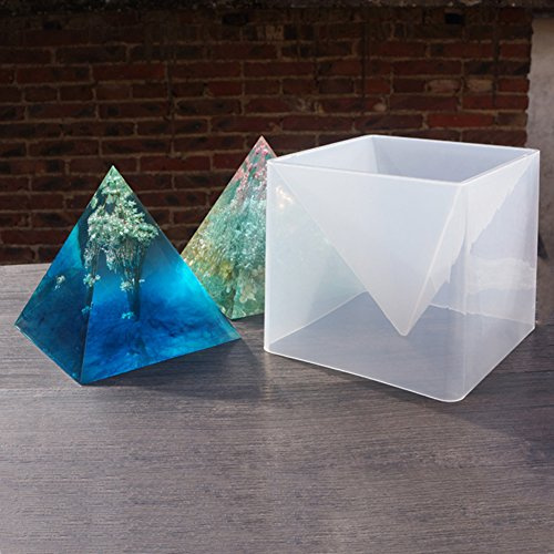 Hugsweet Super Groß Pyramid Silikonform, 15cm Epoxidharz Handwerk Schmuck Silikon Form, Volles Dreieck + Kunststoff Halterungs Kasten, Kristall Harz Macht Craft Werkzeug, Für Gips, Wachs, Seifen
