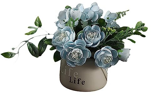 BIUDECO Nordischer Stil Blumenstrauß Seide Künstliche Blume Bonsai Ornament Keramik Topfpflanze Für Wohnkultur