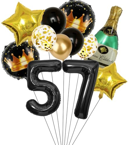 Anlgdi Folienballon Champagne Deko, Luftballon 57. Geburtstag Deko Frau, Geburtstagsdeko 57 Jahre Frauen, Helium Ballon Champagner Flasche Bier Happy Birthday Deko für 57. Geburtstag Party Deko