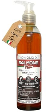 Olio di Salmone 100% Naturale per Nutrizione di Animali Domestici, 250 ml, Pet Nutrition