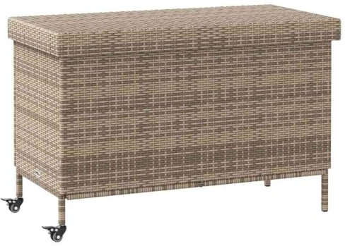 Myheimly Gartentruhe mit Rollen Poly Rattan, Garten Auflagenbox, Garten Kissenbox, Kissenbox, Auflagenbox, Outdoor Kissenbox Grau,110 x 55 x 73 cm
