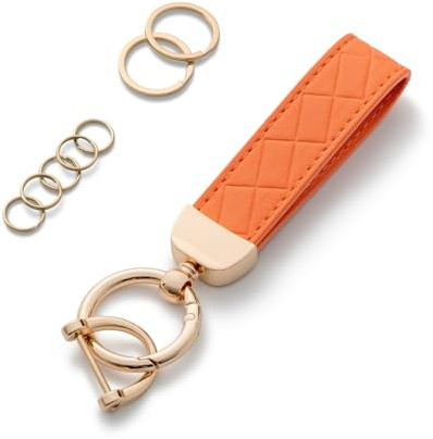 AOKSUNOVA Schlüsselanhänger Auto Leder Schlüsselband Damen | PU-Material, ca. 9 cm Länge, Autoschlüsselanhänger mit Schlüsselring für Schlüssel und Taschen, kompakte Form mit D-Ring