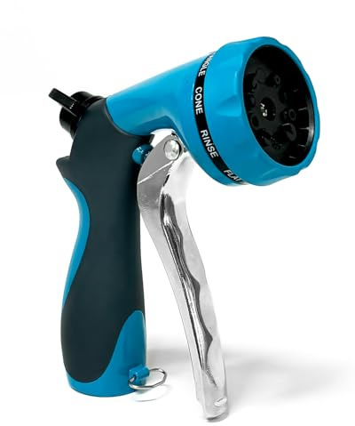 CCN Pistola Irrigazione Giardino, Alta Pressione Pistola Piardino Acqua, Spruzzatore in Metallo con 10 Modelli, per Irrigazione di Piante, Lavaggio Auto, Doccia per Animali Domestici, Blu