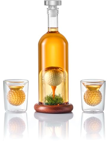 Golf Gifts for Men and Women, Whiskey Decanter Set with Real Golf Ball, Unique Golf-Themed Liquor Dispenser for Bourbon Vodka Tequila, Golfer Home Bar Drinking Present, Cool Retirement Birthday Gift