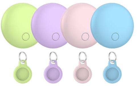 Bluetooth Schlüsselfinder 4er Pack, Smart Tag Kompatibel mit Apple Wo ist APP(nur iOS), Air Tracker Tag für Schlüssel/Gepäck/Koffer/Brieftasche, IP68 Wasserdicht, Austauschbarer Akku