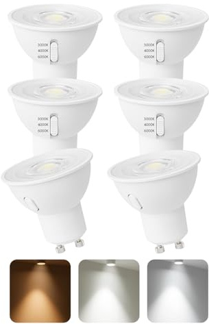 Mizlay GU10 LED Glühbirnen 5W warmweiß neutralweiß kühlweiß farbumschaltbar, 50W 60W GU10 Halogen Lampen Ersatz 580lm, 38° GU5.3 Leuchtmittel 230V (6er-Pack Nicht Dimmbare)