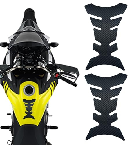 VIDSTW 2 Pezzi Paraserbatoio Moto Fibra Carbonio Antimacchia Resistente a Vento e Pioggia Adesivi Serbatoio Moto Autoadesivo Nero 20,5x14 CM per Auto Sportive Cruiser D'epoca Modelli Scooter