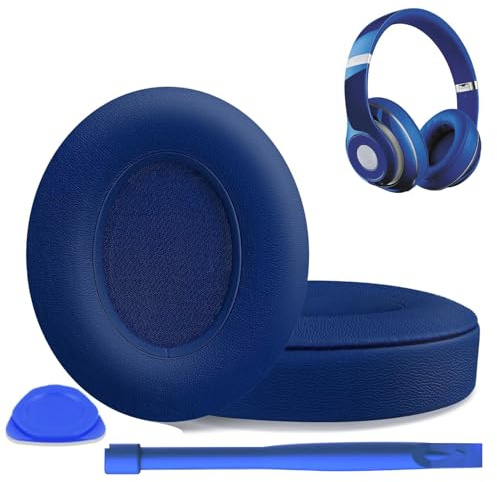 UOWGA Headphones Replacement Ear Pads for Beats Studio 2&Studio 3 Wireless Headphones， Earpads with Soft Protein Leather, Noise Isolation Memory Foam. (Blue)