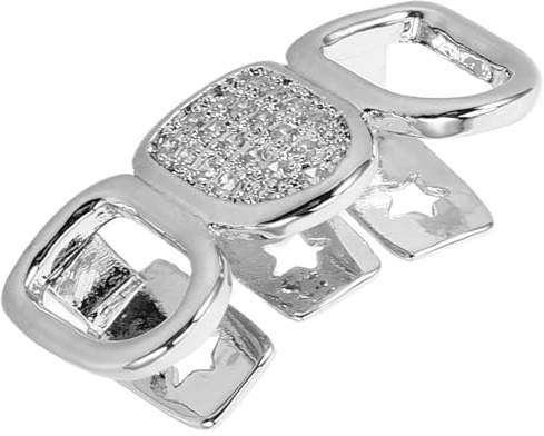 UPKOCH Silberner Hip Hop Zahnschmuck aus Kupfer mit Zirkonia Leichter Zahngrill mit Hohlem Mixed Splicing Design Modisch für Hochzeit und Bühnenperformance