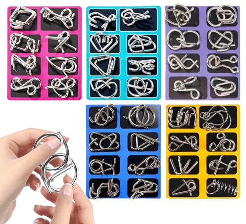 Juego de rompecabezas de alambre de metal | cerebro educativo juego de pensamiento | Juego de bloqueo de desbloqueo, para oficina, escuela, viajes, niños, adolescentes, adultos, desafíos, regalos de