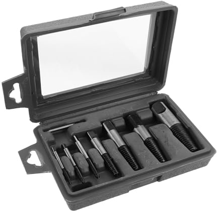 Hohopeti Estrattore di Viti Rotte 8 Pezzi in Acciaio per Rimozione Bulloni Spanati e Filettature Idrauliche Kit Estrattore Viti per Riparazioni Fai da Te e Manutenzione Tubi