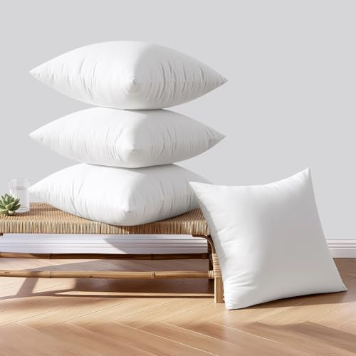 Woaboy Outdoor Kissen Wetterfest 40x40 cm Wasserfest Füllung Kissenfüllung Innenkissen Sofakissen 4er Set Kopfkissen Federkissen Zierkissen Füllkissen für Garten Couch Wohnzimmer Schlafzimmer Sofa