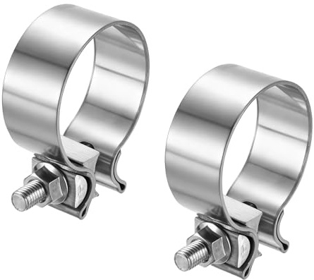 QUARKZMAN 2 piezas Abrazadera de manguera 60-68 mm color plateado | con perno en T, acero inoxidable, para escape, 29 mm de ancho, para tubos silenciadores mangueras tuberías de agua