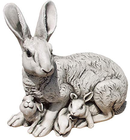 AnaParra Figura Decorativa Liebre en Hormigón Piedra de jardín 36X34cm. Natural Musgo