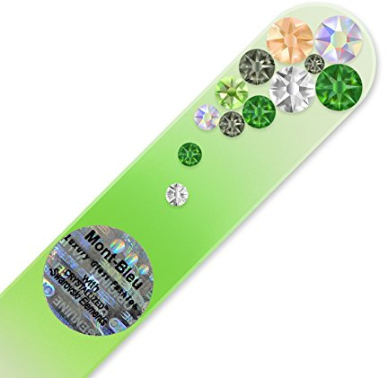 Mont Bleu Handgefertigte Glasnagelfeile von Hand dekoriert mit crystals from Swarovski - Tschechische Kristallnagelfeile - Echtem gehärteten Glas