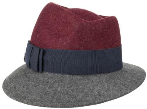 LIERYS Twotone Cappello di Feltro bedacht Trilby Cappello di Feltro Taglia Unica - Rosso Bordeaux-Grigio Scuro
