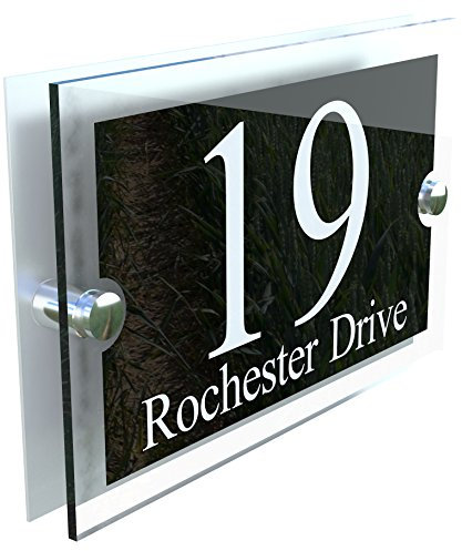 Paramount Modern acrylic house sign with Black Inset | 10 year Genuine Perspex | UV Printed | Full Fitting Kit | FREE UK POSTAGE - PARA5-2WB