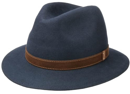 Borsalino Forest Pack Away Hut Classic Haarfilzhut Filzhut Damen/Herren - Made in Italy elegant rollbar Acot mit Lederband Frühling-Sommer Herbst-Winter - 57 cm dunkelblau