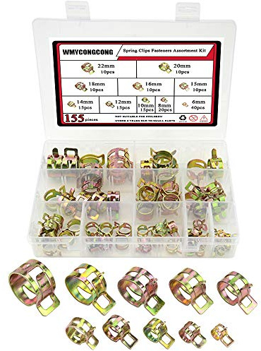 WMYCONGCONG 155 Stück Feder Rohrklemmen Kraftstoffleitungs Federklemmen, Silikon Vakuum Kraftstoffschlauch Rohrschellen, Luftschlauch Befestigungsset, 6-22 mm