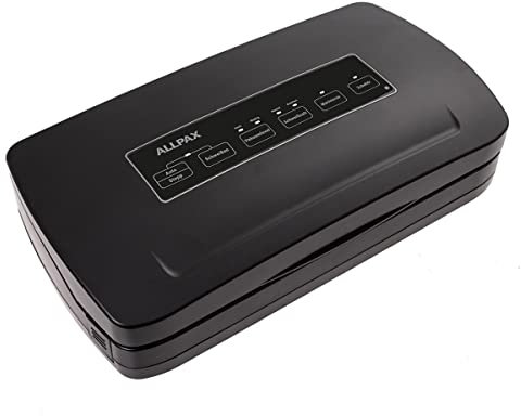 Allpax Vakuumierer F 210 ECO schwarz inkl. 100 Vakuumbeutel 17,5 x 25 cm –Folienschweißer für Lebensmittel & druckempfindliche Produkte, vakuumdichte Verpackungen zum Sous Vide Garen & Einfrieren