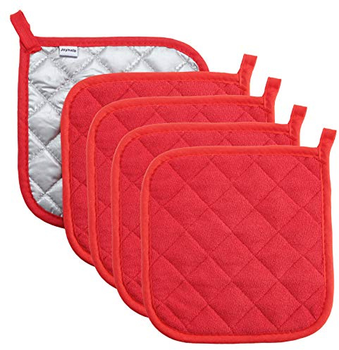 joyhalo Topflappen aus Baumwolle, maschinenwaschbar, hitzebeständig, Topflappen, Untersetzer zum Kochen und Backen (5, Rot)