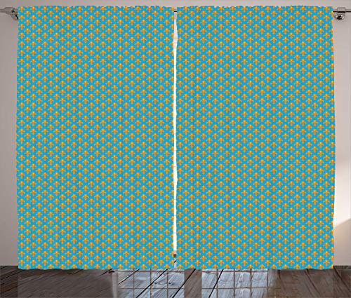 ABAKUHAUS Fleur De Lis Rustikaler Gardine, Königliche heraldische Lilien, Wohnzimmer Universalband Gardinen mit Schlaufen und Haken, 280 x 175 cm, Orange Sea Blue