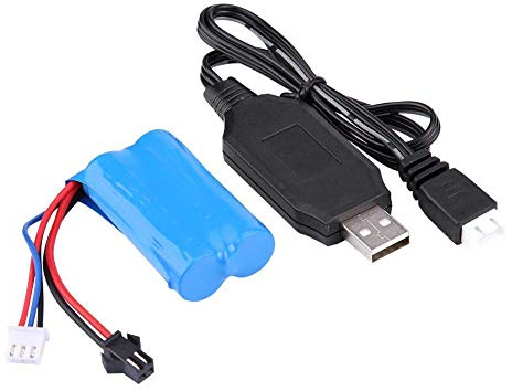 RC LiPo Batterie, langlebiger Kunststoff & Li-Ion 7,4 V 500 mAh Wiederaufladbare Batterie mit USB-Kabel für Fernbedienung Crawler Car, RC Upgrade-Zubehör für WPL, Military, Outdoor & Indoor RC Cars