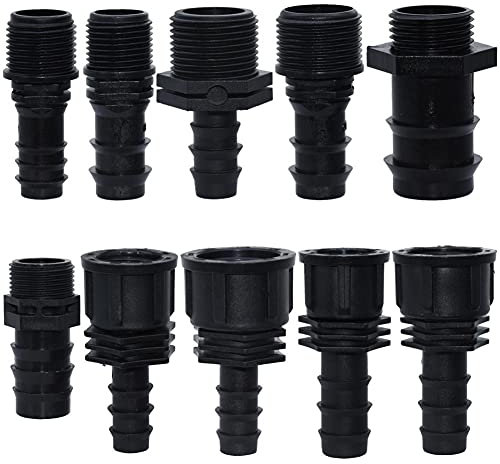 FSALFWUYIHDSF 4PCS 1/23/4 Außengewindeverbinder an Barb 16mm 20mm 25mm PE Schlauchadapter Gartenbewässerung Tropfbewässerungssystem-Weiß