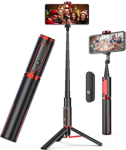 AutoYet Selfie Stick Bluetooth, Aluminium Selfie Stick Stativ Handystativ mit Fernauslöser für iPhone 12/11 Pro/XS Max, Samsung, Huawei usw.